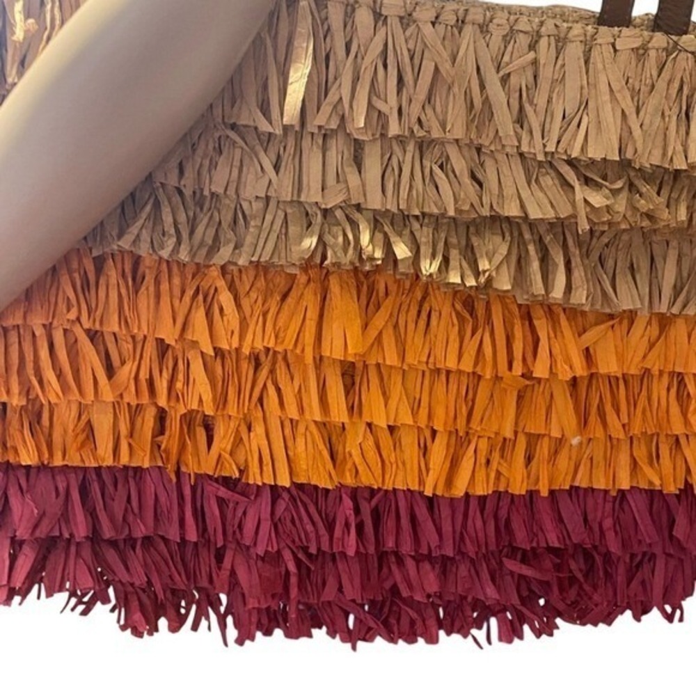 Fringe Raffia Tote‎ Bag Colorful Striped Beach Bag Shoulder Bag - Picture 2 of 7